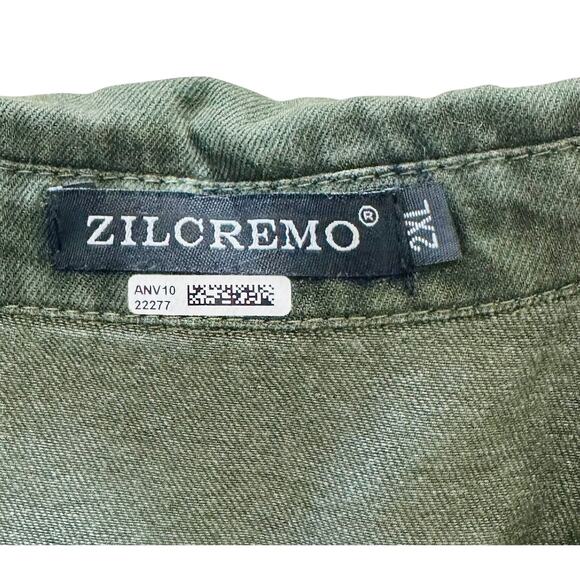 Zilcremo Denim Shirt Dress - Army Green Button Down - 2XL - NWOT - Picture 6 of 8
